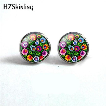 Polish Folk Pattern Earring Studs