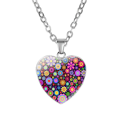 Polish Heart Shaped Folk Art Pendant Necklace